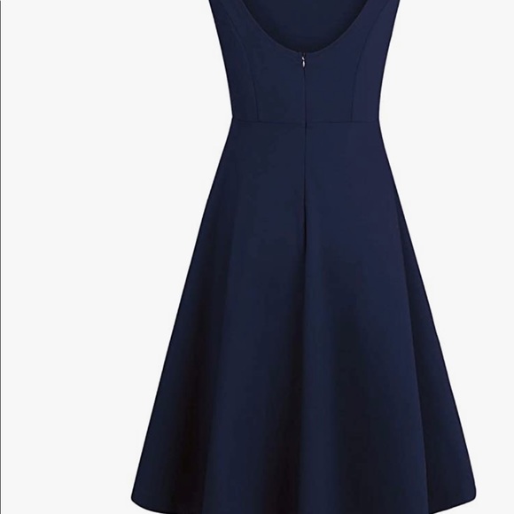 Sleeveless Navy Cocktail Swing Dress - Picture 3 of 5